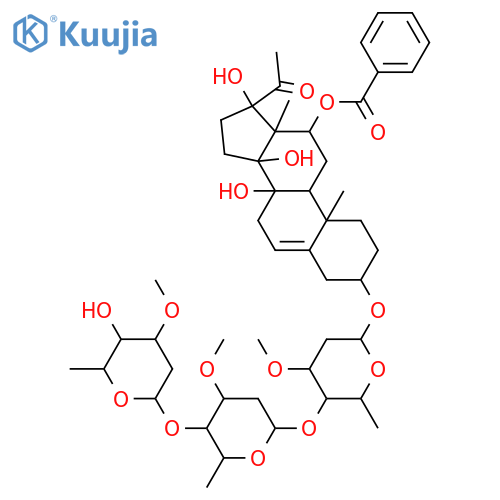 3,8,12,14,17-Pentahydroxypregn-5-en-20-one; (3β,12β,14β,17βOH)-form, 12-Benzoyl, 3-O-[β-D-oleandropyranosyl-(1→4)-β-D-cymaropyranosyl-(1→4)-β-D-cymaropyranoside] structure