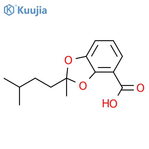2-Methyl-2-(3-methylbutyl)-2H-1,3-benzodioxole-4-carboxylic acid structure