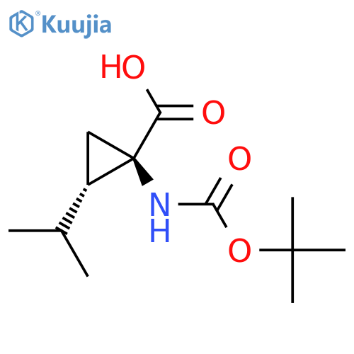 (1R,2S)-1-[(2-Methylpropan-2-yl)oxycarbonylamino]-2-propan-2-ylcyclopropane-1-carboxylic acid structure