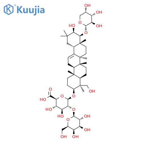 β-D-Glucopyranosiduronic acid, (3β,4β,21β,22β)-22-(α-L-arabinopyranosyloxy)-21,23-dihydroxyolean-12-en-3-yl 2-O-β-D-galactopyranosyl- structure