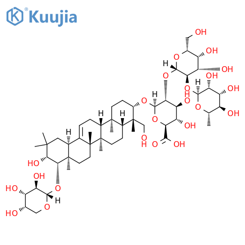 b-D-Glucopyranosiduronic acid, (3b,4b,21b,22b)-22-(a-L-arabinopyranosyloxy)-21,23-dihydroxyolean-12-en-3-ylO-6-deoxy-a-L-mannopyranosyl-(1®2)-O-b-D-galactopyranosyl-(1®2)- (9CI) structure