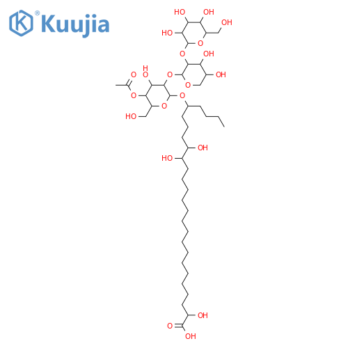 Hexacosanoic acid, 22-[(O-β-D-glucopyranosyl-(1→2)-O-β-D-xylopyranosyl-(1→2)-4-O-acetyl-β-D-xylopyranosyl)oxy]-2,17,18-trihydroxy-, (2S,17S,18S,22R)- structure