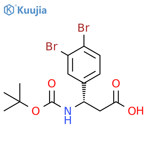(3S)-3-{(tert-butoxy)carbonylamino}-3-(3,4-dibromophenyl)propanoic acid structure