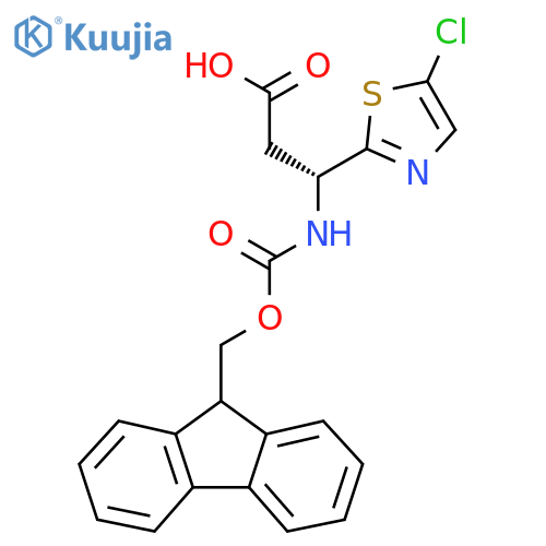 (3R)-3-(5-chloro-1,3-thiazol-2-yl)-3-({(9H-fluoren-9-yl)methoxycarbonyl}amino)propanoic acid structure