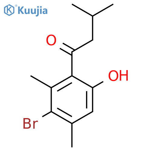1-(3-bromo-6-hydroxy-2,4-dimethylphenyl)-3-methylbutan-1-one structure