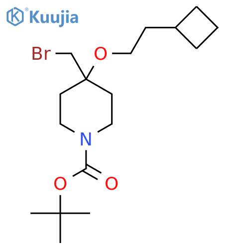 tert-butyl 4-(bromomethyl)-4-(2-cyclobutylethoxy)piperidine-1-carboxylate structure