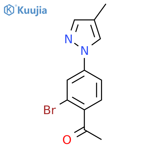 1-2-bromo-4-(4-methyl-1H-pyrazol-1-yl)phenylethan-1-one structure