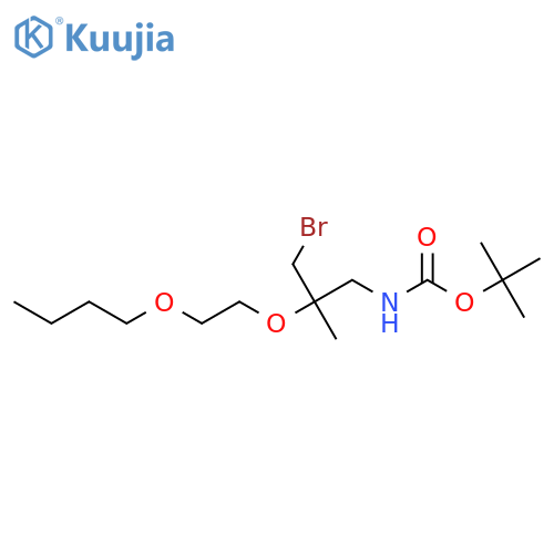 tert-butyl N-3-bromo-2-(2-butoxyethoxy)-2-methylpropylcarbamate structure