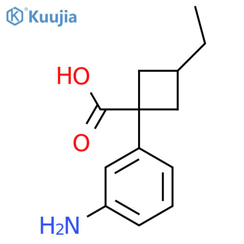 1-(3-Aminophenyl)-3-ethylcyclobutane-1-carboxylic acid structure
