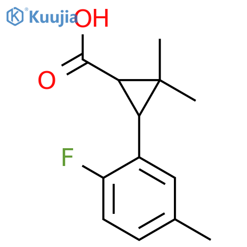 3-(2-fluoro-5-methylphenyl)-2,2-dimethylcyclopropane-1-carboxylic acid structure