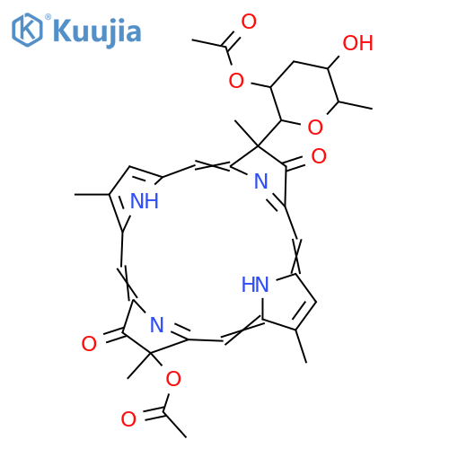 21H,23H-Porphine-7,17-dione, 8-(2-O-acetyl-3,6-dideoxy-β-xylo-hexopyranosyl)-18-(acetyloxy)-8,18-dihydro-2,8,13,18-tetramethyl- (9CI) structure