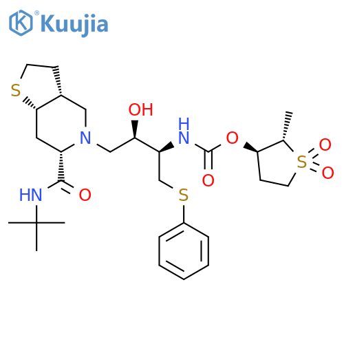 Carbamic acid,[3-[6-[[(1,1-dimethylethyl)amino]carbonyl]hexahydrothieno[3,2-c]pyridin-5(4H)-yl]-2-hydroxy-1-[(phenylthio)methyl]propyl]-,tetrahydro-2-methyl-1,1-dioxido-3-thienyl ester, [3aR-[3aa,5[1R*(2S*,3R*),2R*],6b,7aa]]- (9CI) structure
