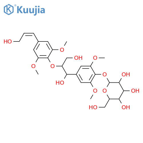b-D-Glucopyranoside,4-[(1R,2R)-1,3-dihydroxy-2-[4-[(1E)-3-hydroxy-1-propenyl]-2,6-dimethoxyphenoxy]propyl]-2,6-dimethoxyphenyl(9CI) structure
