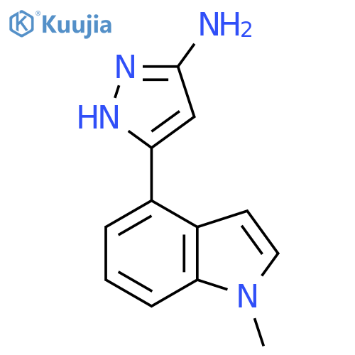 5-(1-methyl-1H-indol-4-yl)-1H-pyrazol-3-amine structure