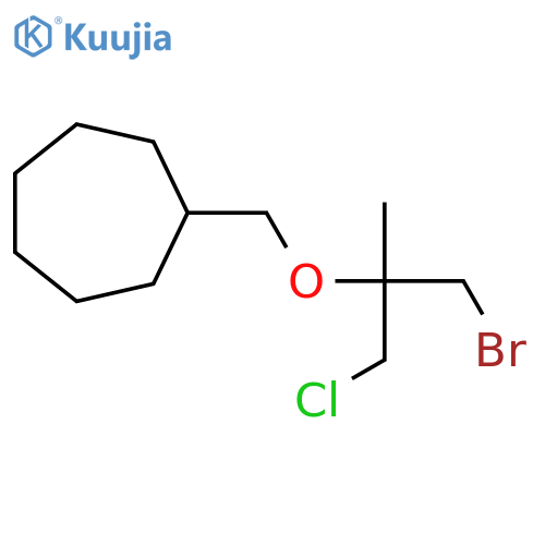 {(1-bromo-3-chloro-2-methylpropan-2-yl)oxymethyl}cycloheptane structure