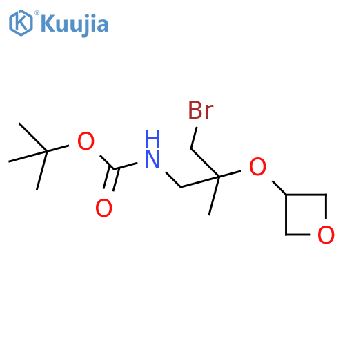 tert-butyl N-3-bromo-2-methyl-2-(oxetan-3-yloxy)propylcarbamate structure