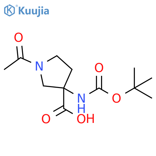 1-acetyl-3-{(tert-butoxy)carbonylamino}pyrrolidine-3-carboxylic acid structure