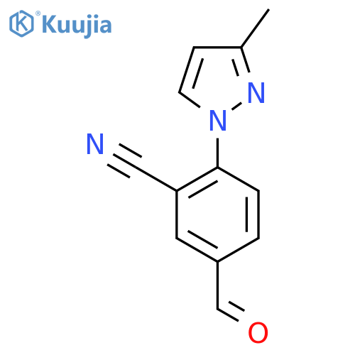 5-formyl-2-(3-methyl-1H-pyrazol-1-yl)benzonitrile structure