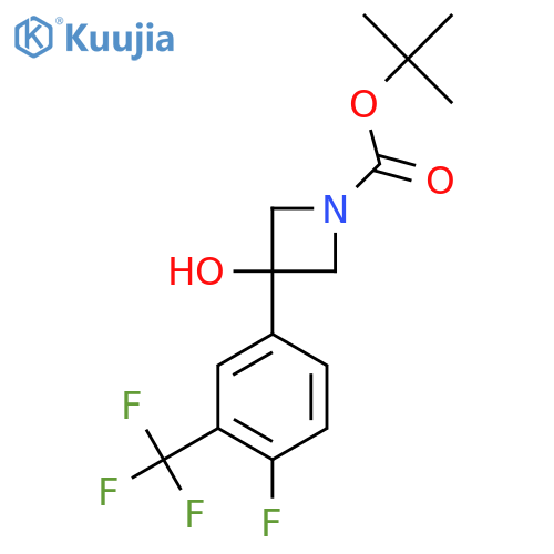 Tert-Butyl 3-[4-fluoro-3-(trifluoromethyl)phenyl]-3-hydroxyazetidine-1-carboxylate structure