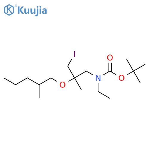 tert-butyl N-ethyl-N-{3-iodo-2-methyl-2-(2-methylpentyl)oxypropyl}carbamate structure