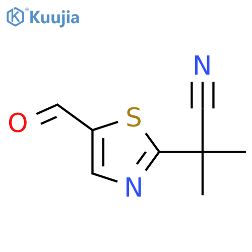 2-(5-formyl-1,3-thiazol-2-yl)-2-methylpropanenitrile structure