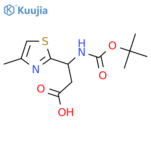 3-{(tert-butoxy)carbonylamino}-3-(4-methyl-1,3-thiazol-2-yl)propanoic acid structure