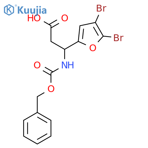 3-{(benzyloxy)carbonylamino}-3-(4,5-dibromofuran-2-yl)propanoic acid structure