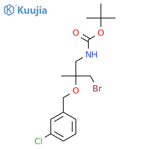 tert-butyl N-{3-bromo-2-(3-chlorophenyl)methoxy-2-methylpropyl}carbamate structure