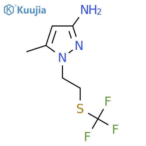 5-methyl-1-{2-(trifluoromethyl)sulfanylethyl}-1H-pyrazol-3-amine structure