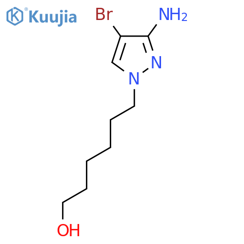 6-(3-amino-4-bromo-1H-pyrazol-1-yl)hexan-1-ol structure