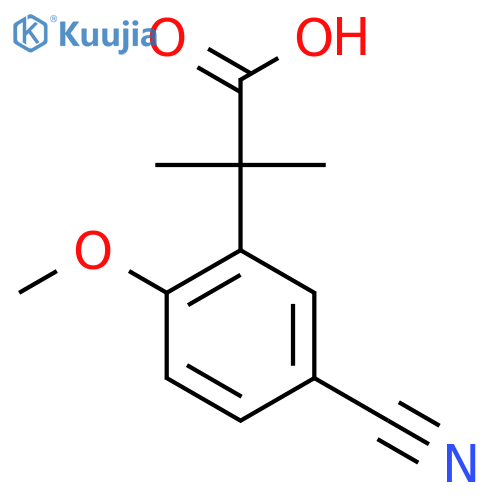 2-(5-cyano-2-methoxyphenyl)-2-methylpropanoic acid structure
