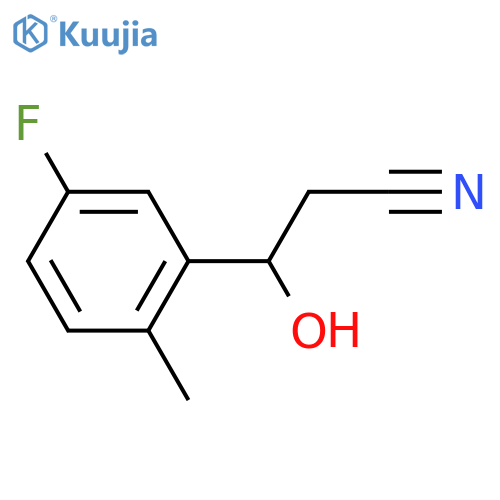 3-(5-fluoro-2-methylphenyl)-3-hydroxypropanenitrile structure