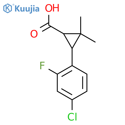 3-(4-chloro-2-fluorophenyl)-2,2-dimethylcyclopropane-1-carboxylic acid structure