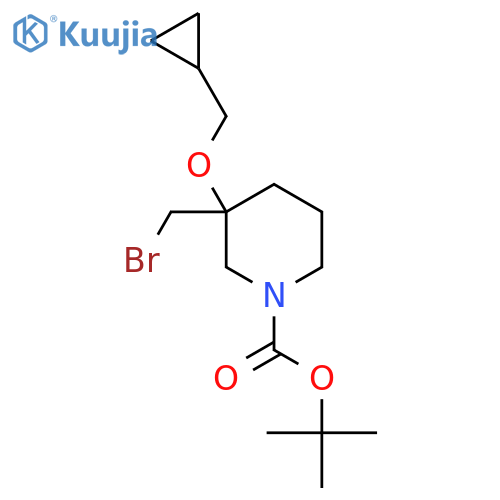 tert-butyl 3-(bromomethyl)-3-(cyclopropylmethoxy)piperidine-1-carboxylate structure