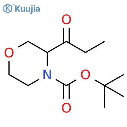 4-Morpholinecarboxylic acid, 3-(1-oxopropyl)-, 1,1-dimethylethyl ester structure