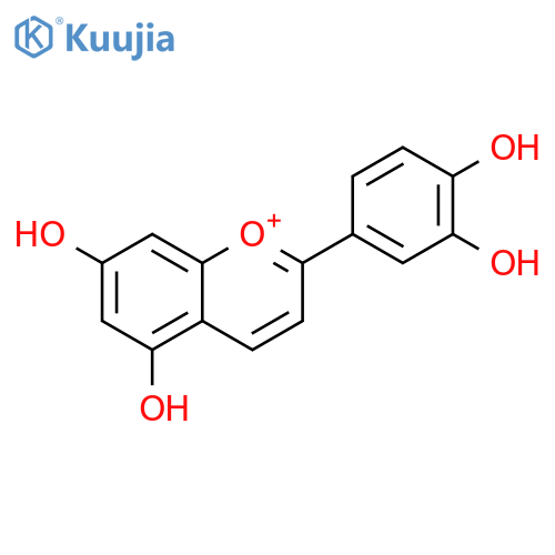 2-(3,4-dihydroxy-phenyl)-5,7-dihydroxy-chromenylium structure