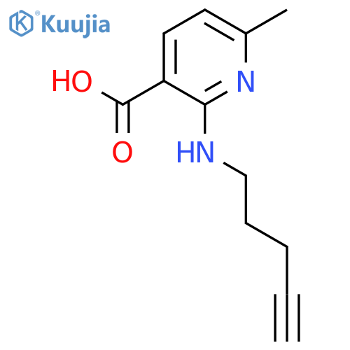 6-methyl-2-(pent-4-yn-1-yl)aminopyridine-3-carboxylic acid structure