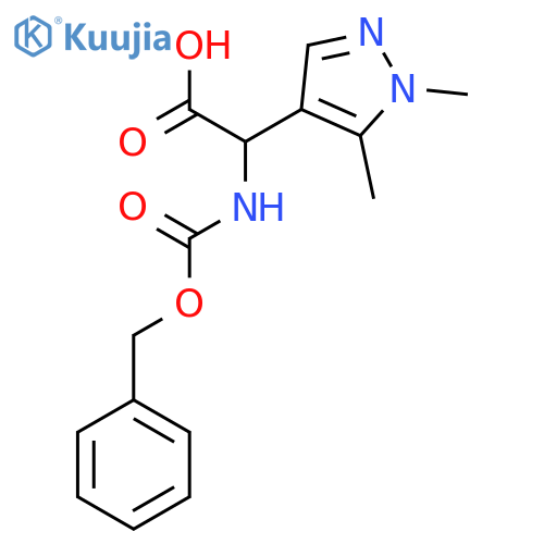 2-{(benzyloxy)carbonylamino}-2-(1,5-dimethyl-1H-pyrazol-4-yl)acetic acid structure