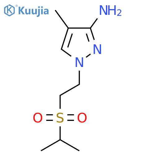 4-methyl-1-2-(propane-2-sulfonyl)ethyl-1H-pyrazol-3-amine structure