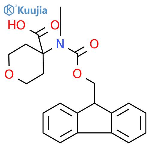 4-[9H-fluoren-9-ylmethoxycarbonyl(methyl)amino]tetrahydropyran-4-carboxylic acid structure