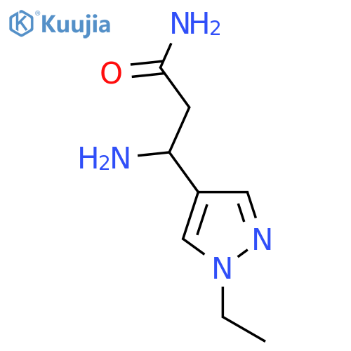 3-amino-3-(1-ethyl-1H-pyrazol-4-yl)propanamide structure