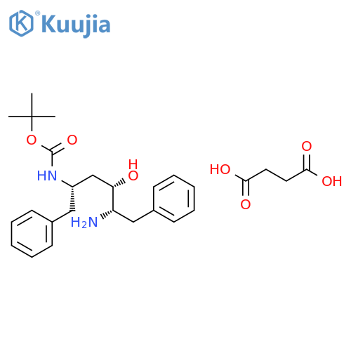 [2S,3S,5S]-2-Amino-3-hydroxy-5-tert-butyloxycarbonylamino-1,6-diphenylhexane succinate salt structure