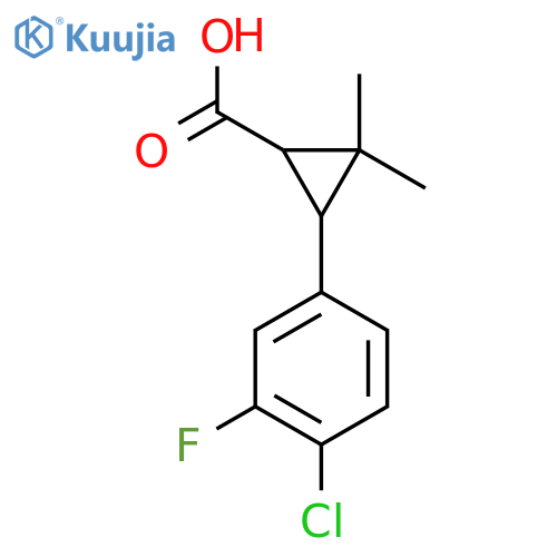 3-(4-chloro-3-fluorophenyl)-2,2-dimethylcyclopropane-1-carboxylic acid structure