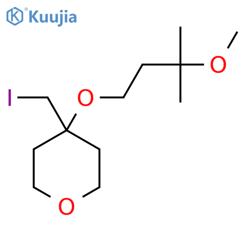 4-(iodomethyl)-4-(3-methoxy-3-methylbutoxy)oxane structure