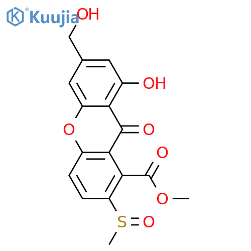 8-Hydroxy-6-(hydroxymethyl)xanthone-1-carboxylic acid; 2-(Methylsulfinyl), Me ester structure