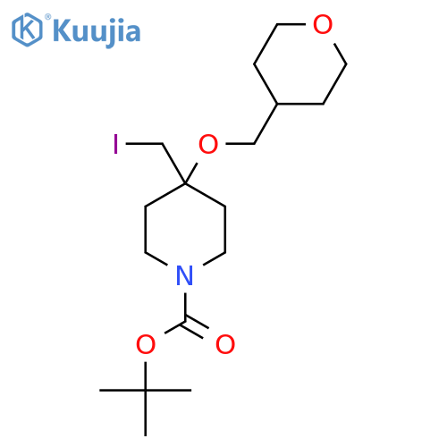 tert-butyl 4-(iodomethyl)-4-(oxan-4-yl)methoxypiperidine-1-carboxylate structure