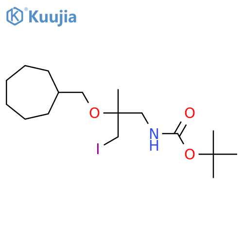 tert-butyl N-2-(cycloheptylmethoxy)-3-iodo-2-methylpropylcarbamate structure