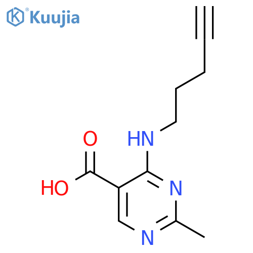 2-methyl-4-(pent-4-yn-1-yl)aminopyrimidine-5-carboxylic acid structure