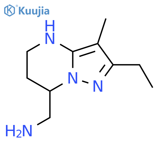 {2-ethyl-3-methyl-4H,5H,6H,7H-pyrazolo1,5-apyrimidin-7-yl}methanamine structure