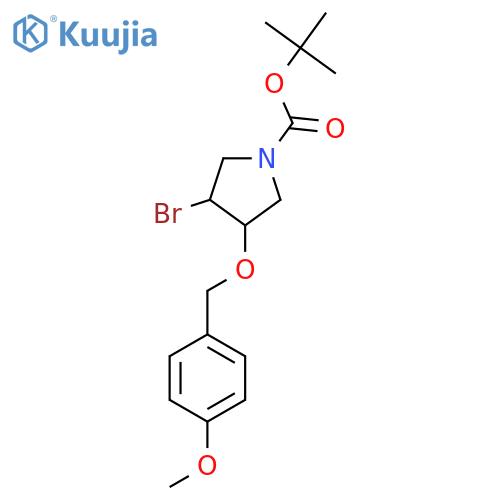 tert-butyl 3-bromo-4-(4-methoxyphenyl)methoxypyrrolidine-1-carboxylate structure